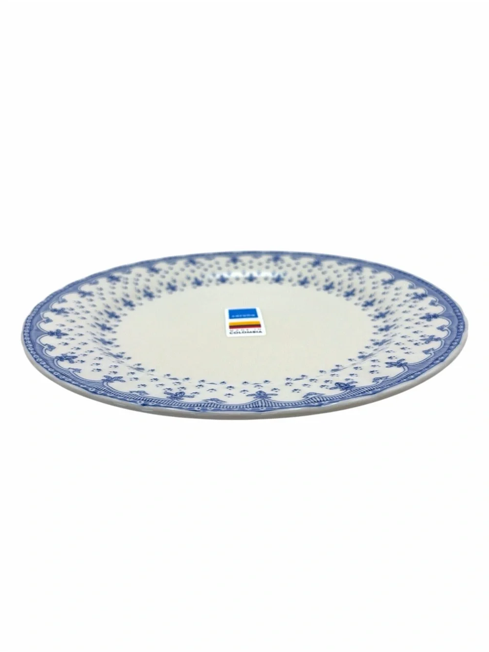 Corona Fleur De Lis Blue White Ceramic Dinner Plate 10.5” Made In Colombia